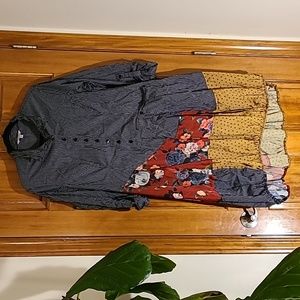 Vincente collared shirt dress with unique asymmetrical silk bubble skirt hem